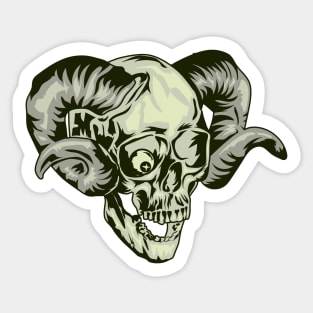 evil skull demon laughing (horned skull mask) Sticker